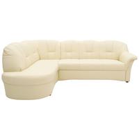 Ecksofa Papenburg Rücken Echt Beige Lederlook - Beige/Schwarz, KONVENTIONELL, Textil (180/243cm) - MID.YOU