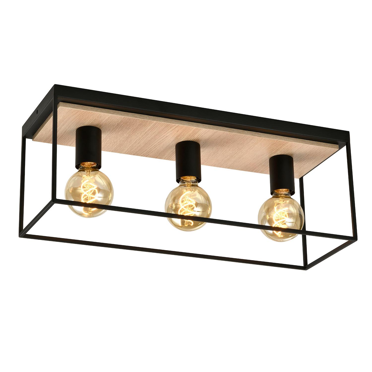 Deckenleuchte 5065/Pl3 - Eichefarben/Schwarz, Natur, Metall (54/20/18cm)
