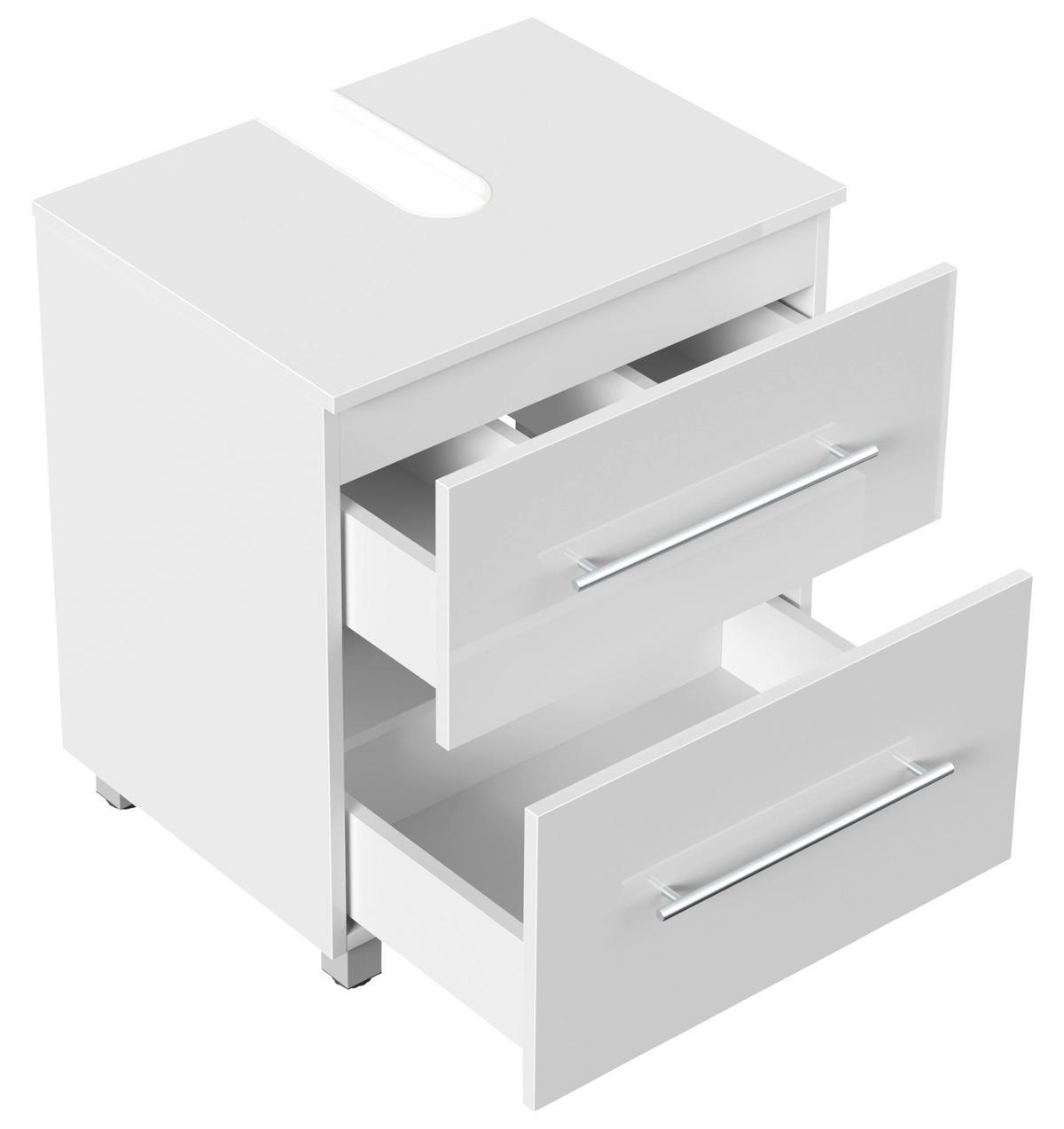 Waschbeckenunterschrank Mondial Weiß Hg B: 55 cm - Weiß Hochglanz, MODERN, Holzwerkstoff (55/63/41,6cm) - MID.YOU