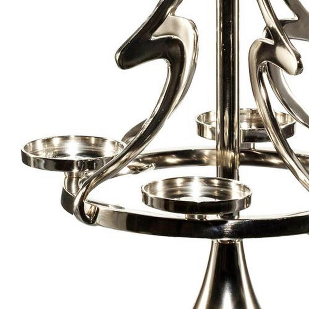 Teelichthalter Aluminium Silberfarben F. 3 Teelichter - Silberfarben, Trend, Metall (27/55cm) - P & B