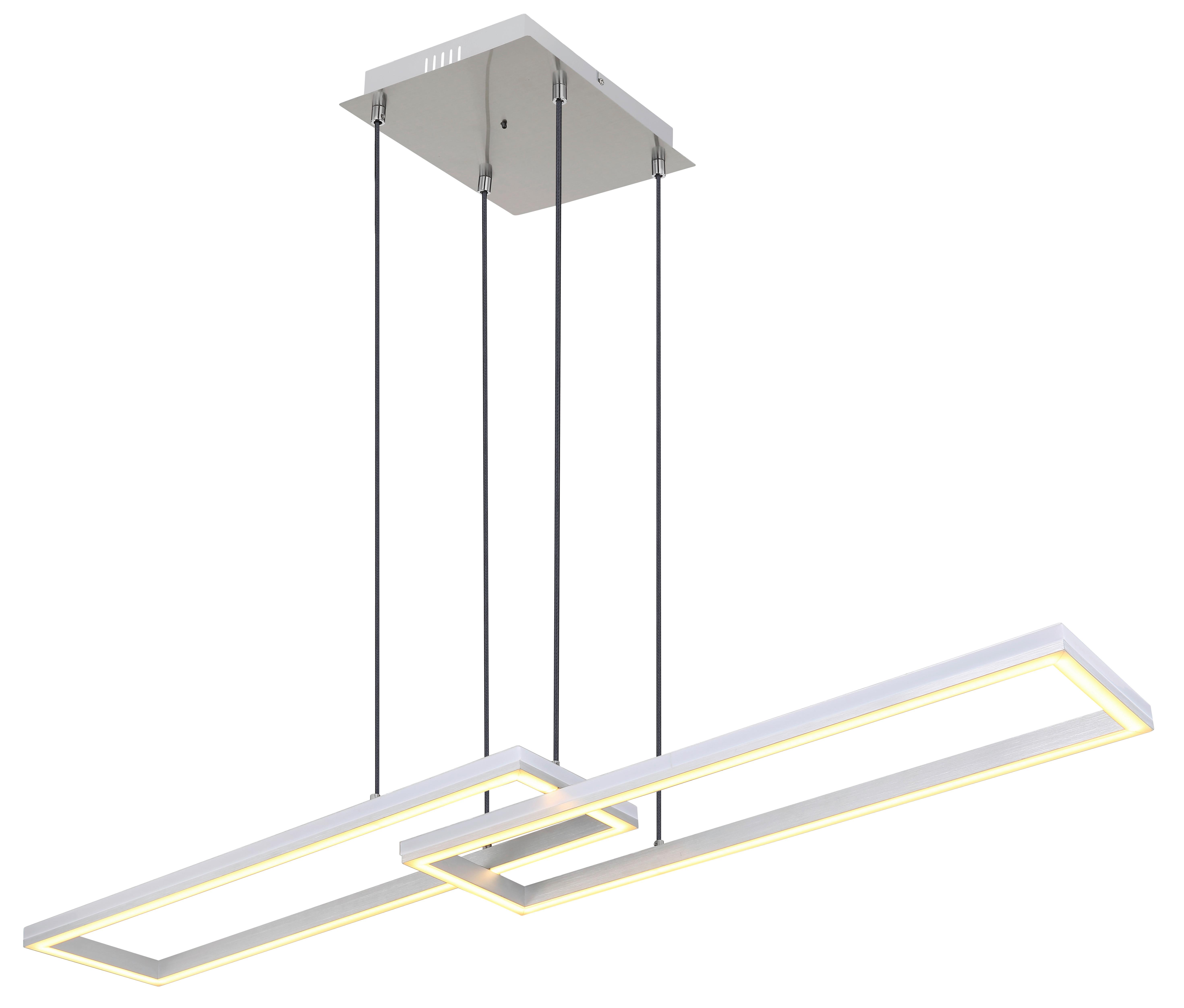 LED-Hängeleuchte 67209-45h - Silberfarben/Opal, Trend, Kunststoff/Metall (119,5/25,5/120cm) - Globo