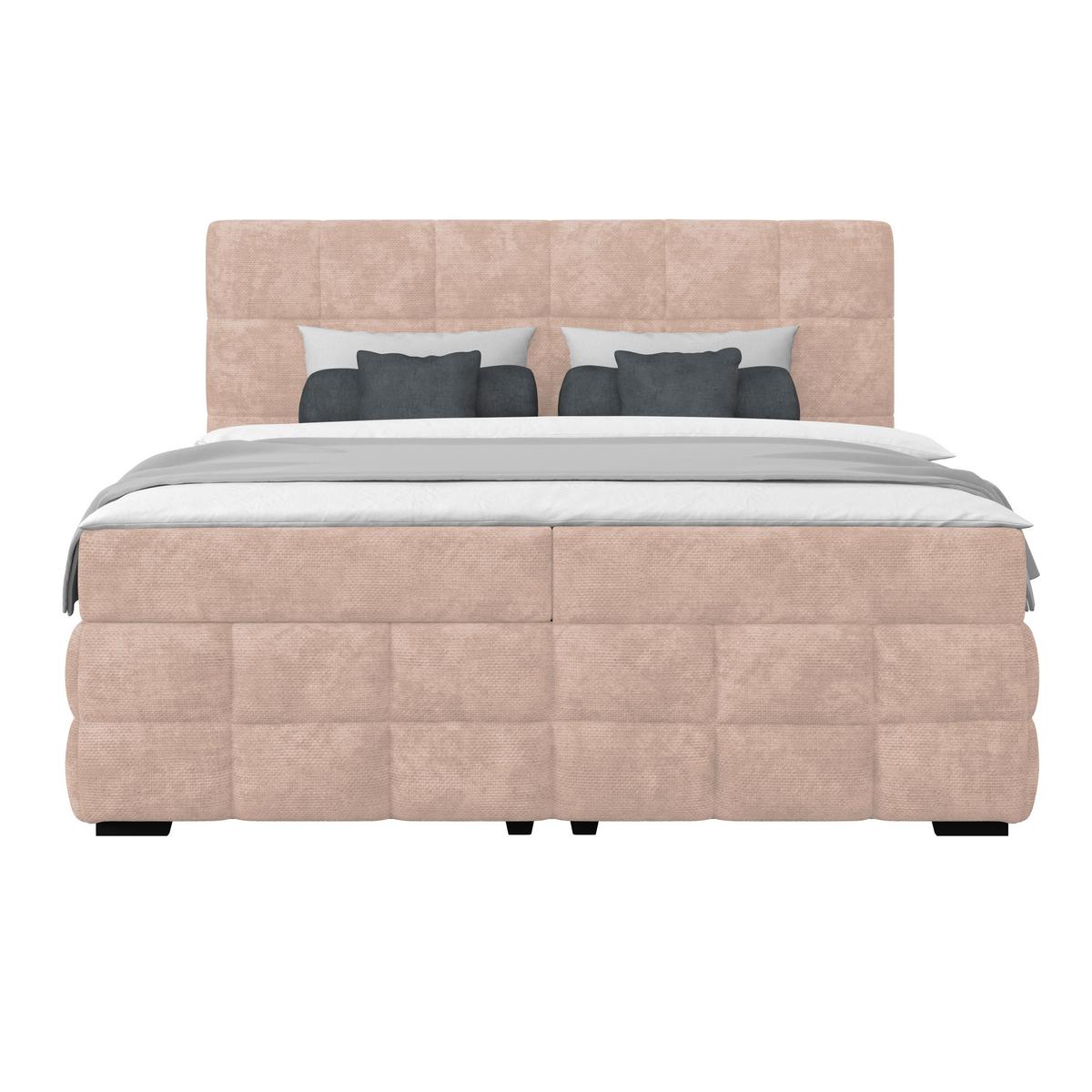 Čalouněná postel VEGA 180x200 cm, krémová - černá/béžová, Trend, dřevo/textil (180/200cm)