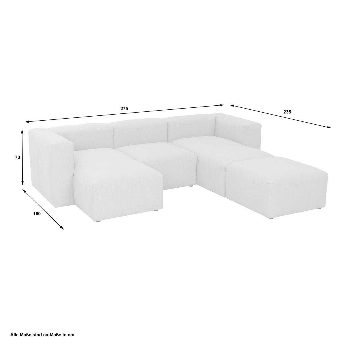 Wohnlandschaft Lena Anthrazit Flachgewebe - Anthrazit, Design, Textil (160/275/235cm) - Max Winzer