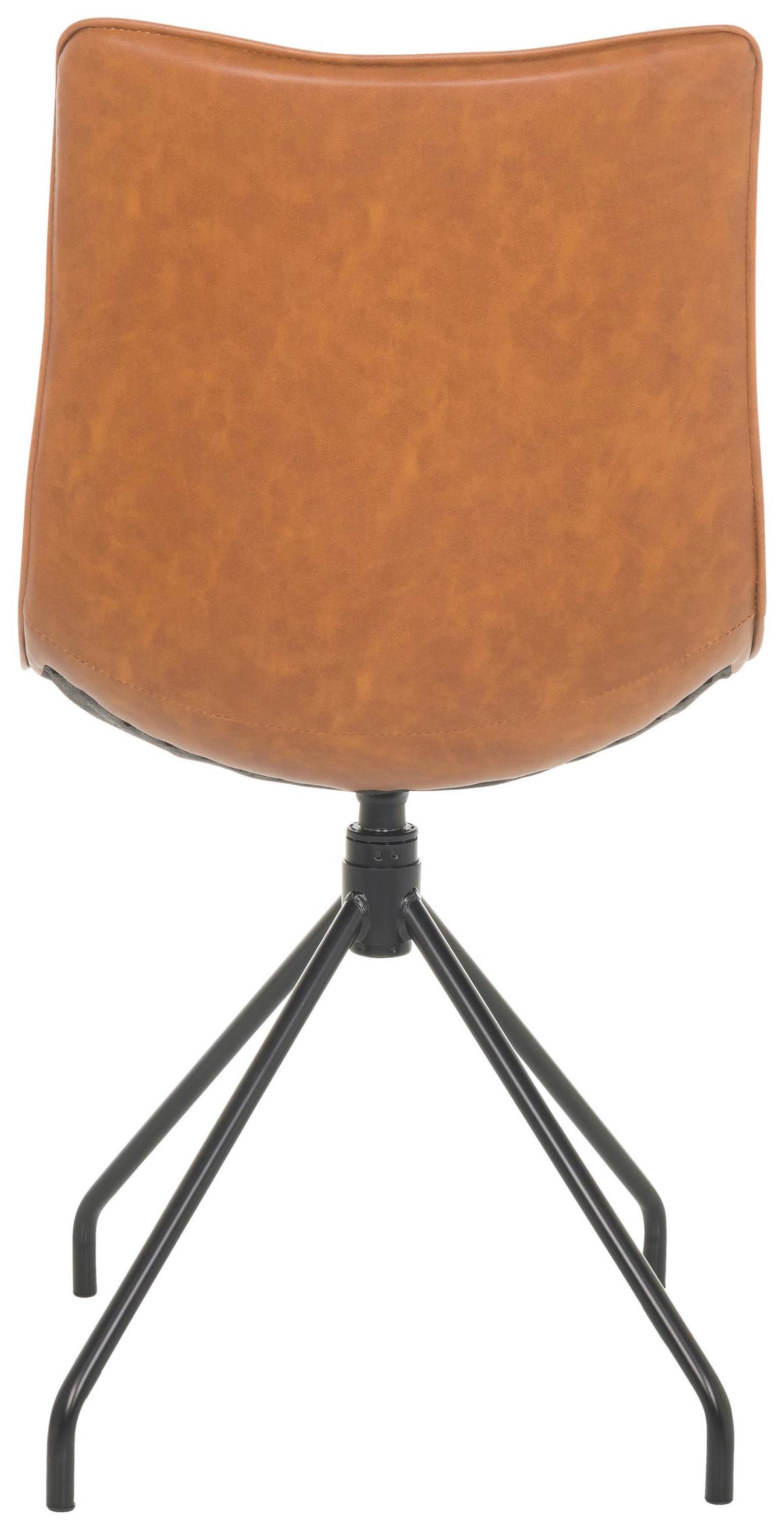 Besucherstuhl Tarviso - Schwarz/Braun, Basics, Leder/Metall (48/93/52cm) - MID.YOU
