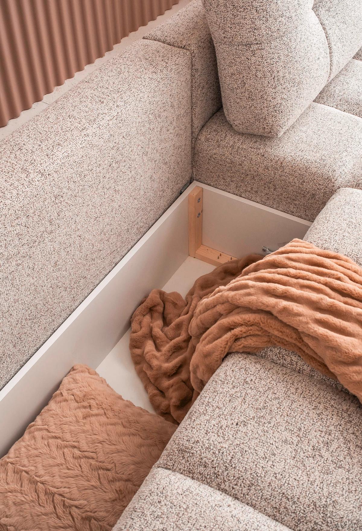 Ecksofa Lulu Taupe S: 268x184cm - Taupe/Schwarz, Design, Textil (268/184cm) - MID.YOU