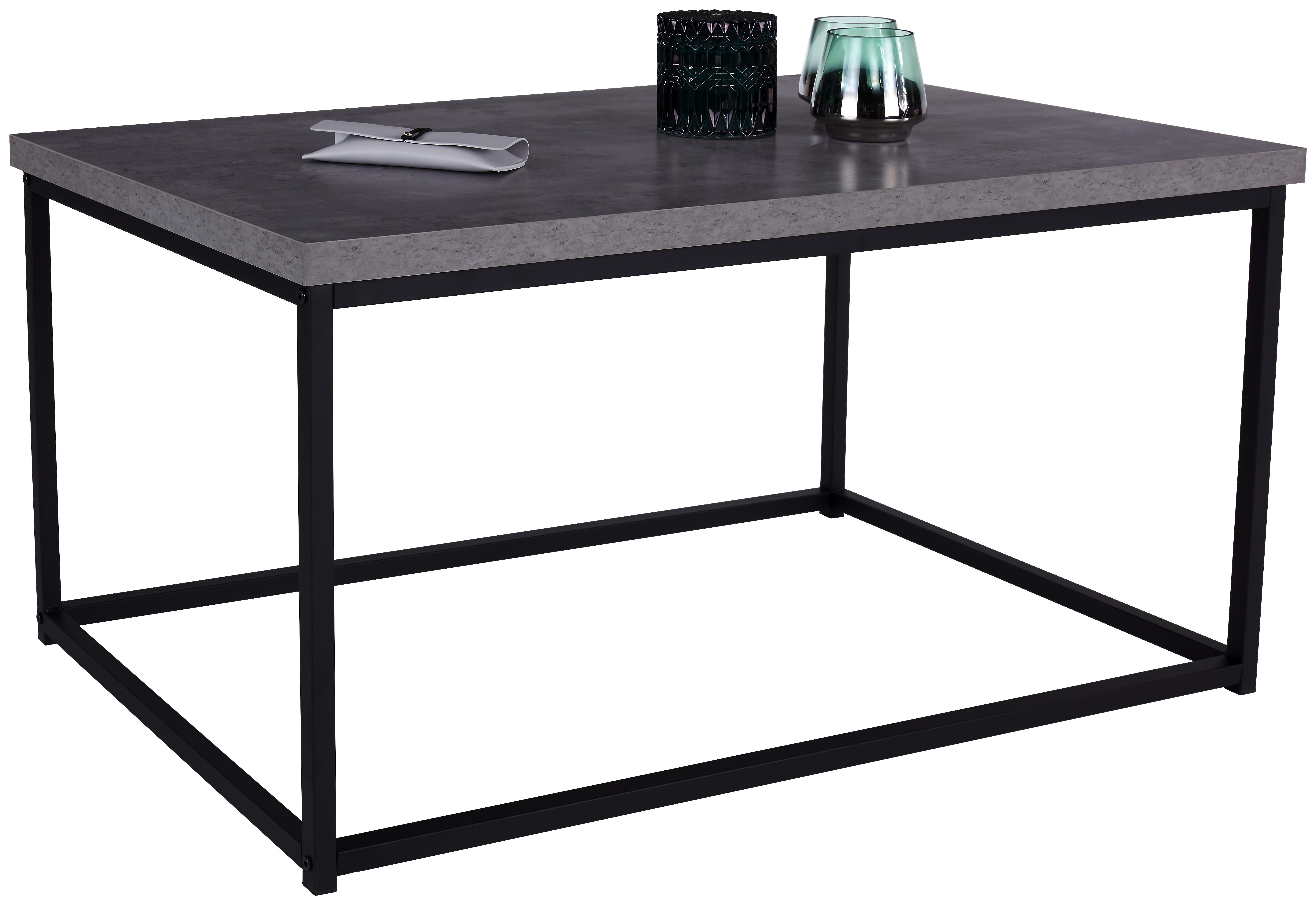 Dohányzóasztal Jungle - Szürke/Fekete, modern, Faalapú anyag/Fém (100/48/60cm)