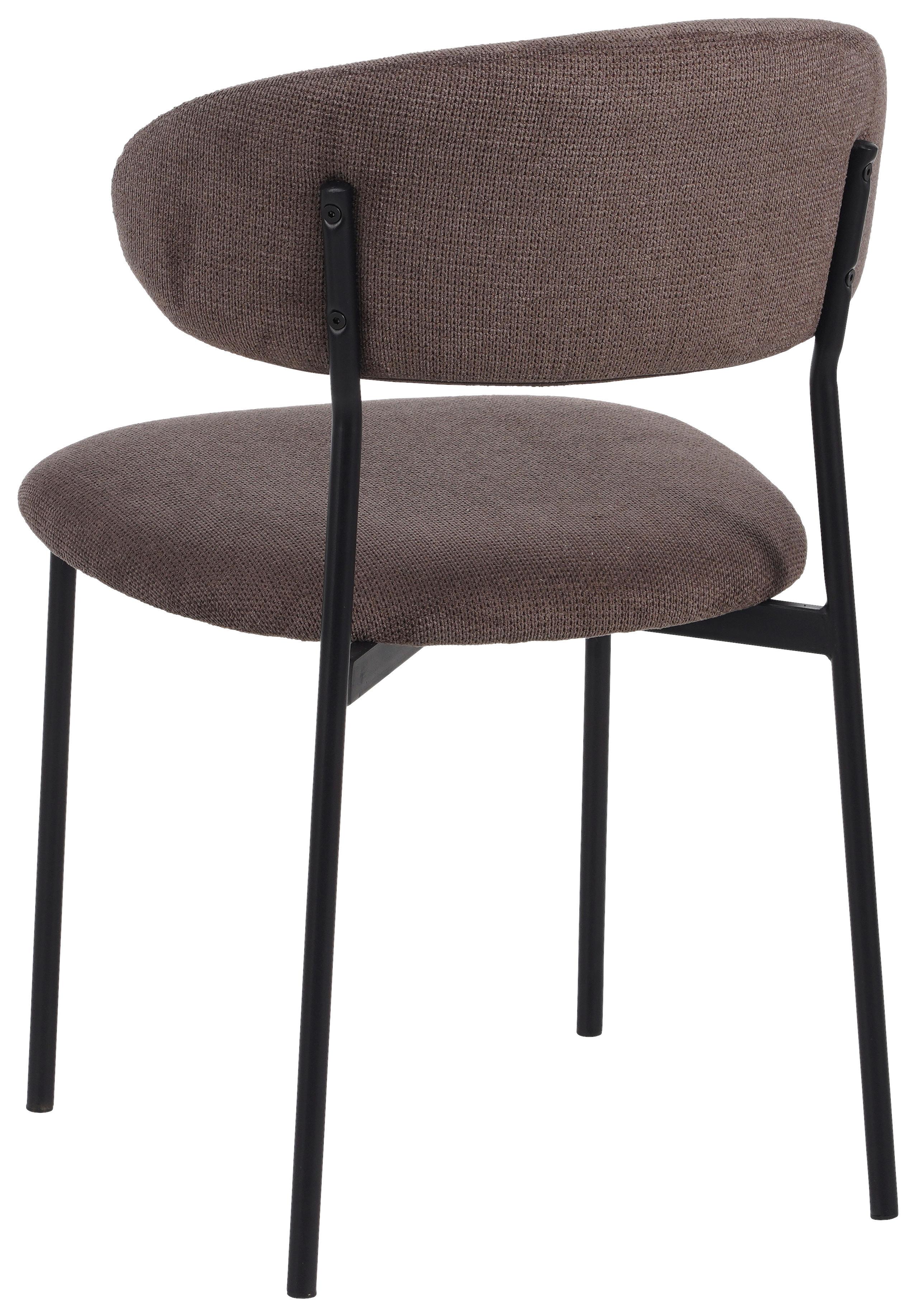 Vierfußstuhl Fenja Webstoff Braun, B: 53 cm - Schwarz/Braun, KONVENTIONELL, Textil/Metall (53/80/57cm) - MID.YOU