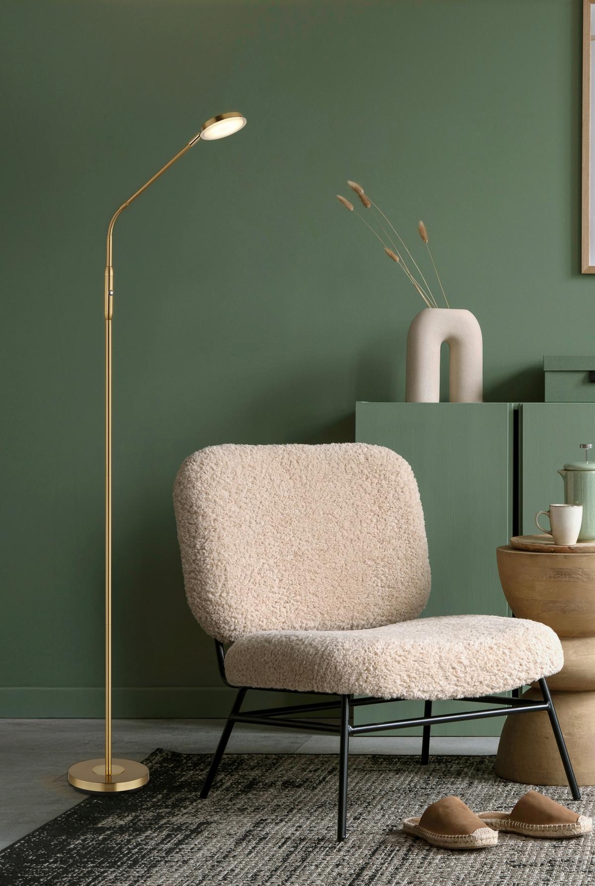 Led-stehleuchte Touchdimmer - Klar/Messingfarben, Design, Kunststoff/Metall (52/20/173cm) - Globo