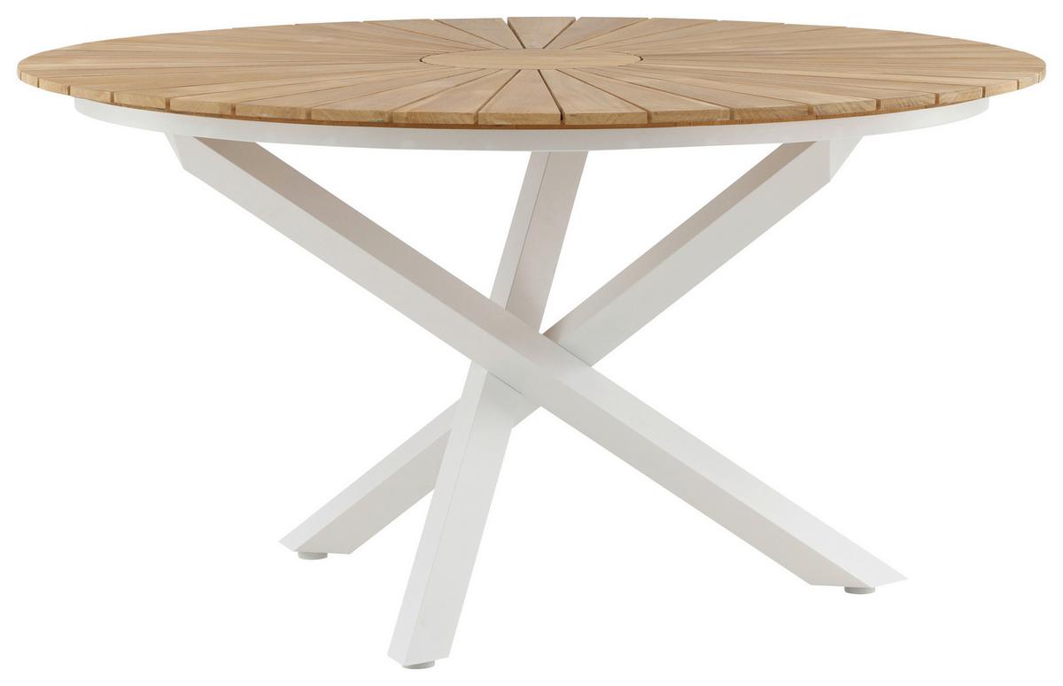 Gartentisch Mexico - Weiß/Teakfarben, KONVENTIONELL, Holz/Metall (140/140/75cm) - Gardenson