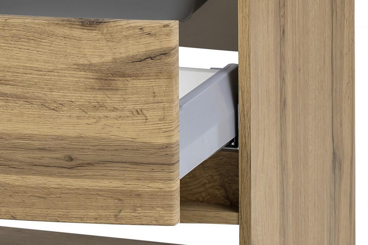 Waschbecken mit Unterschrank Kopenhagen B: 80cm Eiche Dekor - Eichefarben/Grau, KONVENTIONELL, Glas/Holzwerkstoff (80cm) - Held