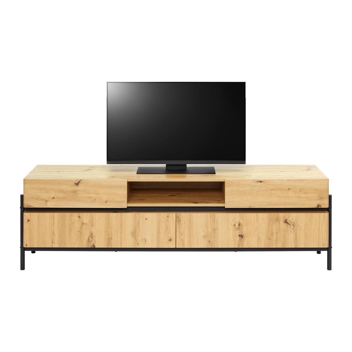 TV diel JASMINA farby dubu - čierna/farba duba, Modern, kov/drevo (175/54/41,5cm) - Bessagi Home