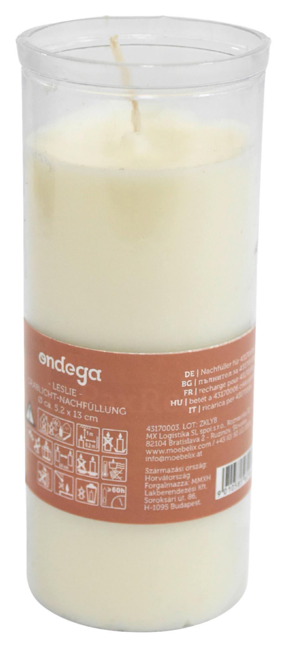 Kegyeleti Mécses Betét Leslie - fehér/átlátszó, Konventionell, műanyag/természetes anyagok (5,2/13cm) - Ondega