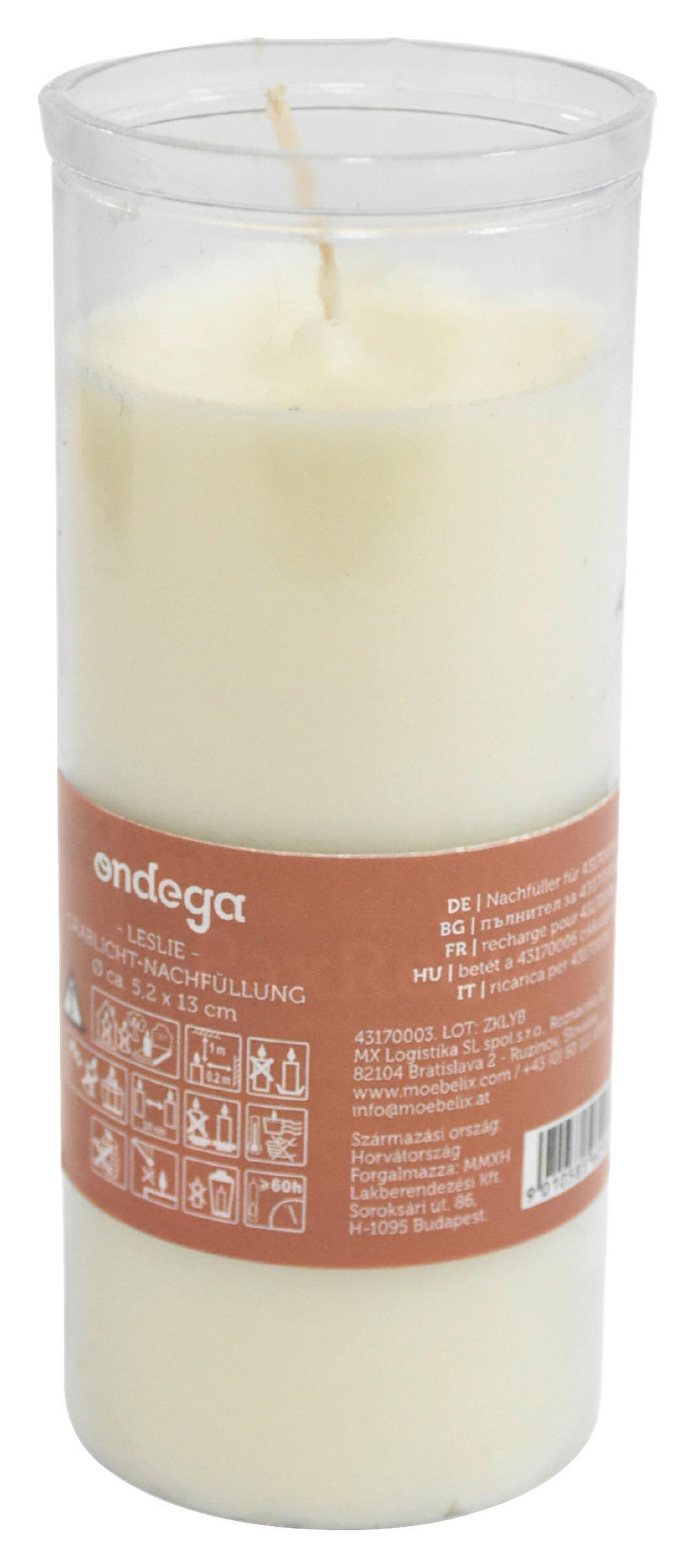 Kegyeleti Mécses Betét Leslie - fehér/átlátszó, Konventionell, műanyag/természetes anyagok (5,2/13cm) - Ondega