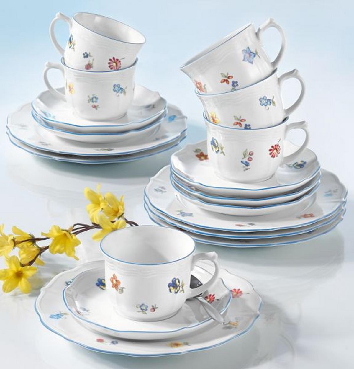 Kaffeeservice Sonate Porzellan Für 6 Personen, Geschirr Set - Blau/Multicolor, ROMANTIK / LANDHAUS, Keramik (30/15/15cm) - Seltmann Weiden