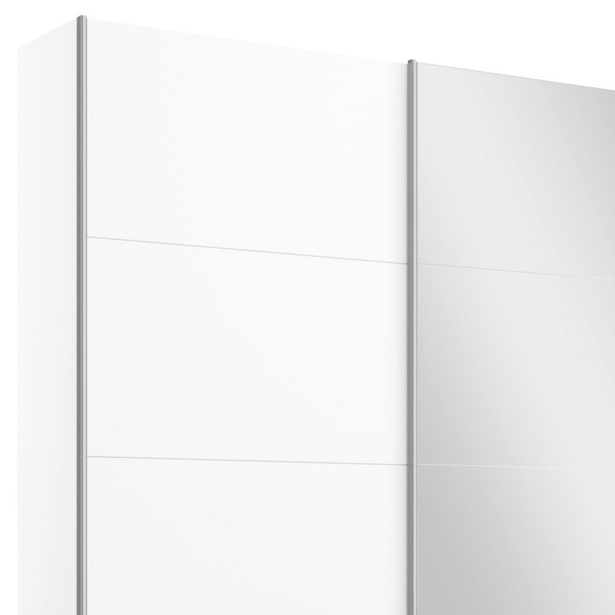 Schwebetürenschrank M. Spiegel 271cm Belluno, Weiß Dekor - Weiß, MODERN, Holzwerkstoff (271/230/62cm) - Rauch Möbel