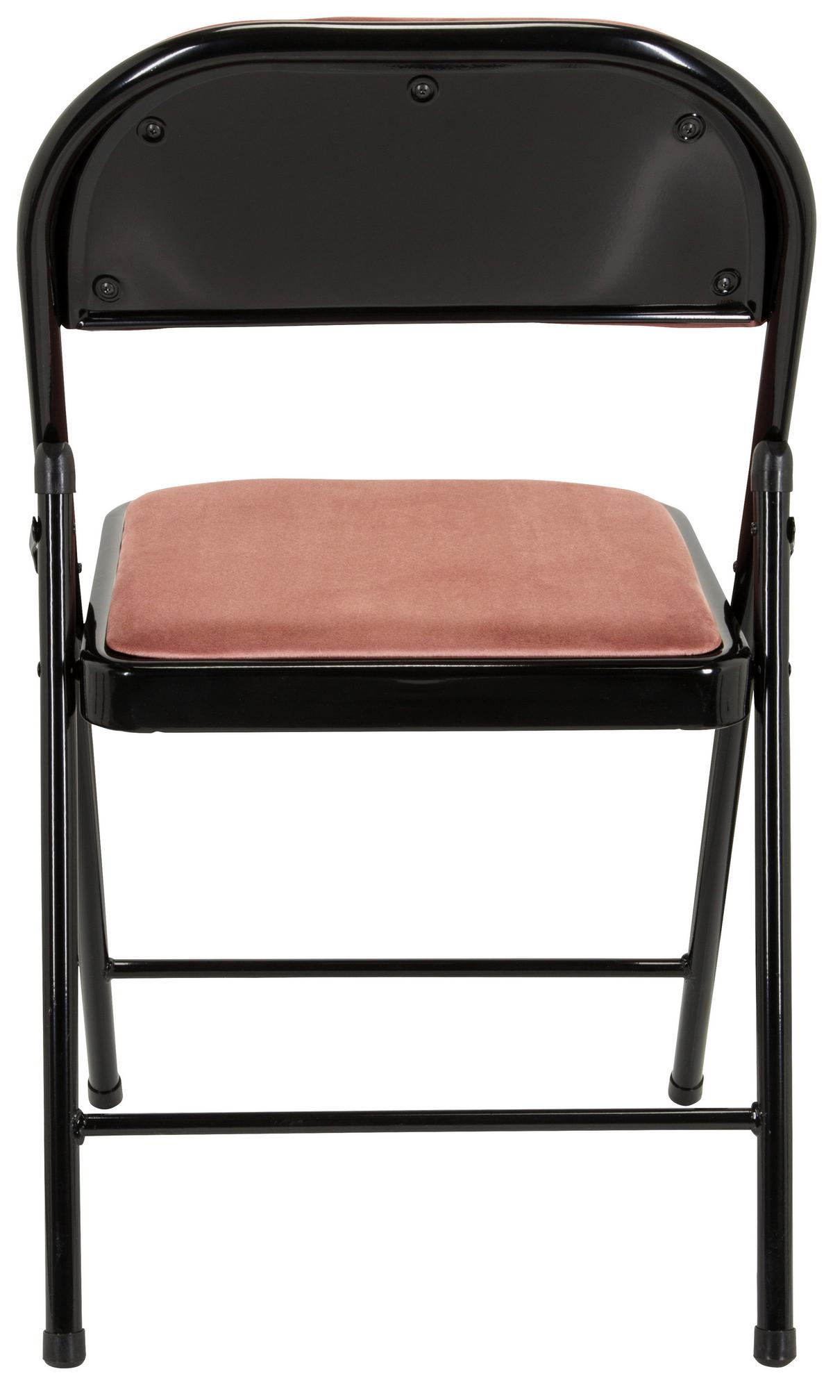 Klappstuhl Tudela I Rosa/Schwarz Samt - Schwarz/Rosa, Basics, Textil/Metall (44/80/49cm) - MID.YOU