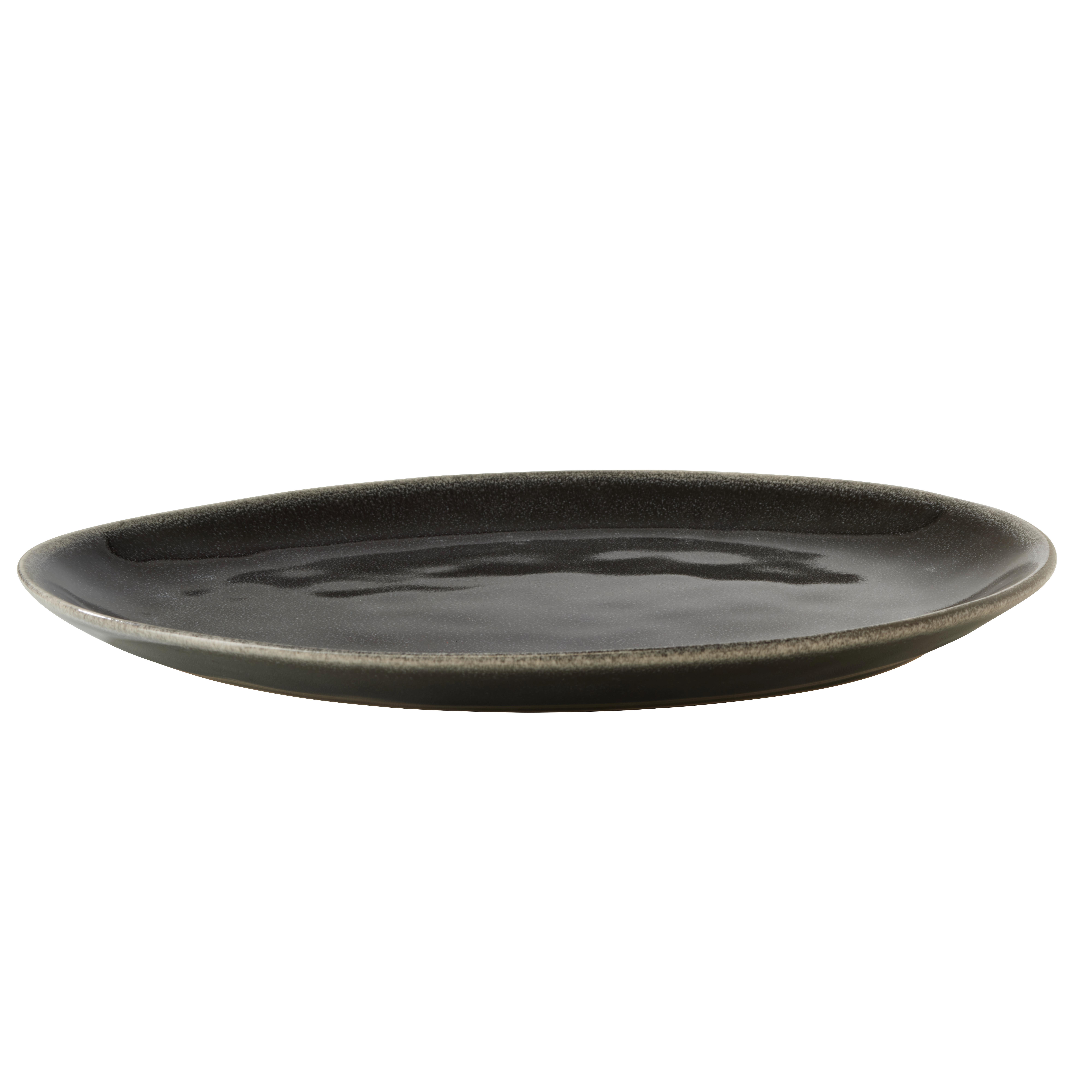 Mělký talíř SINDRI - černá, Moderní, keramika (28.5/2,5/24cm)