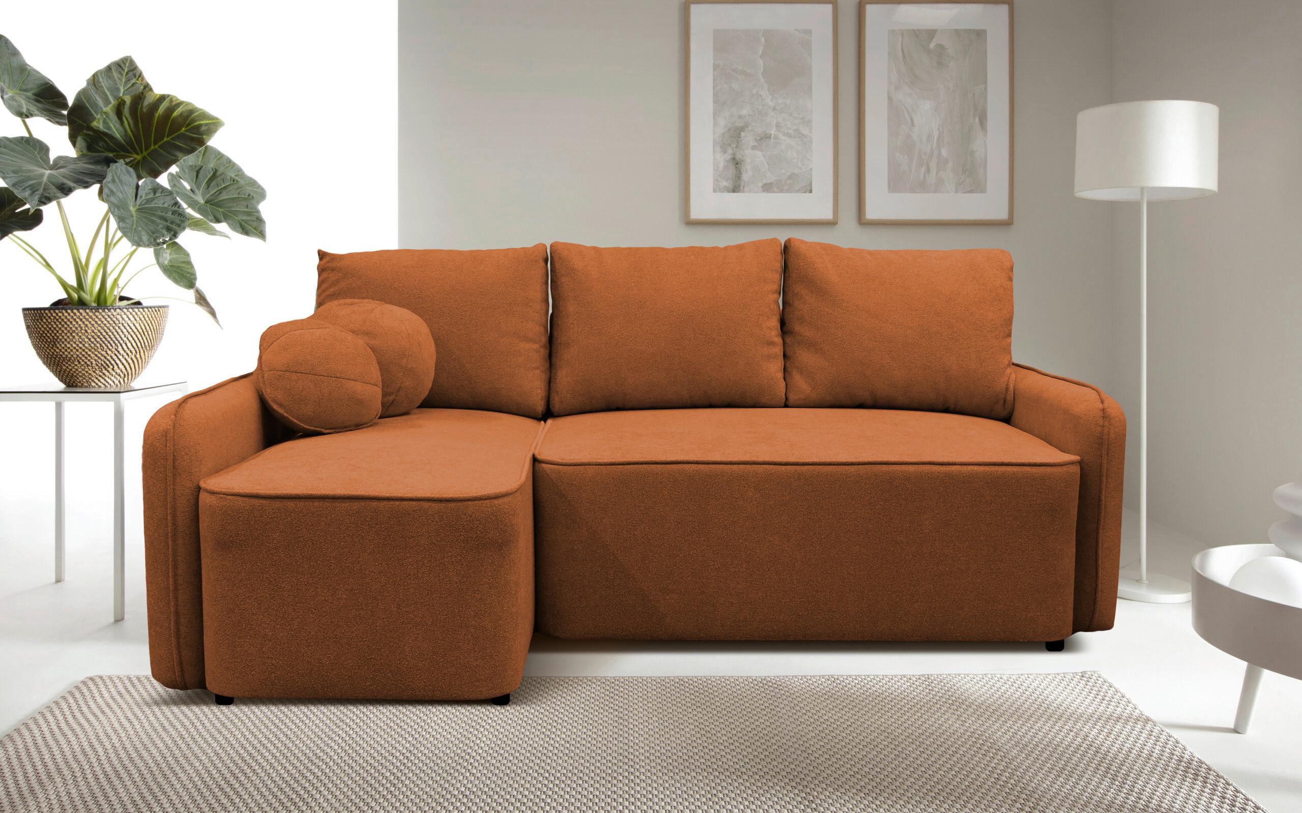 Ecksofa Fancy Rostfarben 143x209 cm - Rostfarben/Schwarz, Design, Textil (143/209cm) - MID.YOU