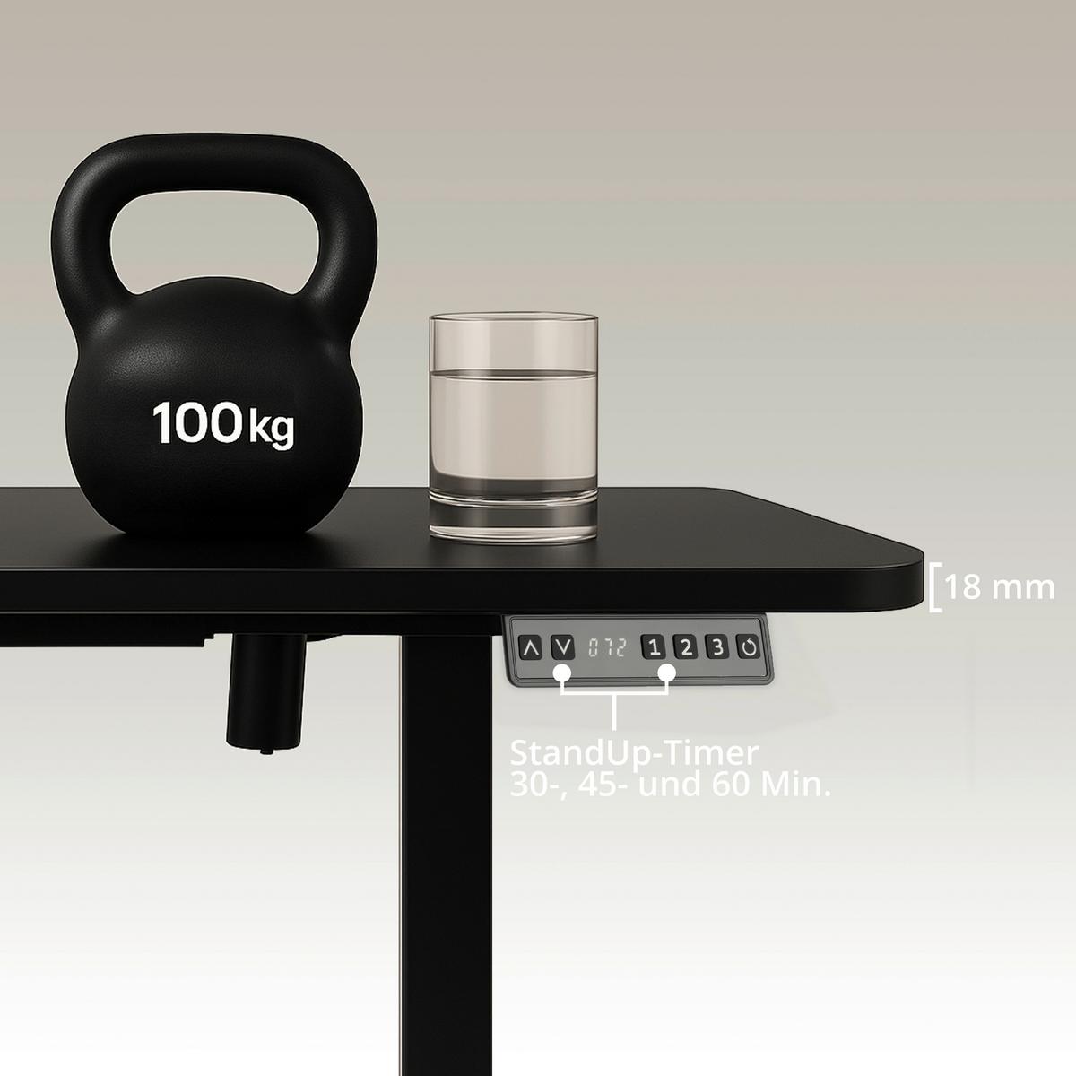 SCHREIBTISCH Worktime Game Schwarz L: 140cm - Schwarz, MODERN, Holz/Metall (140/80/72-110cm) - MID.YOU