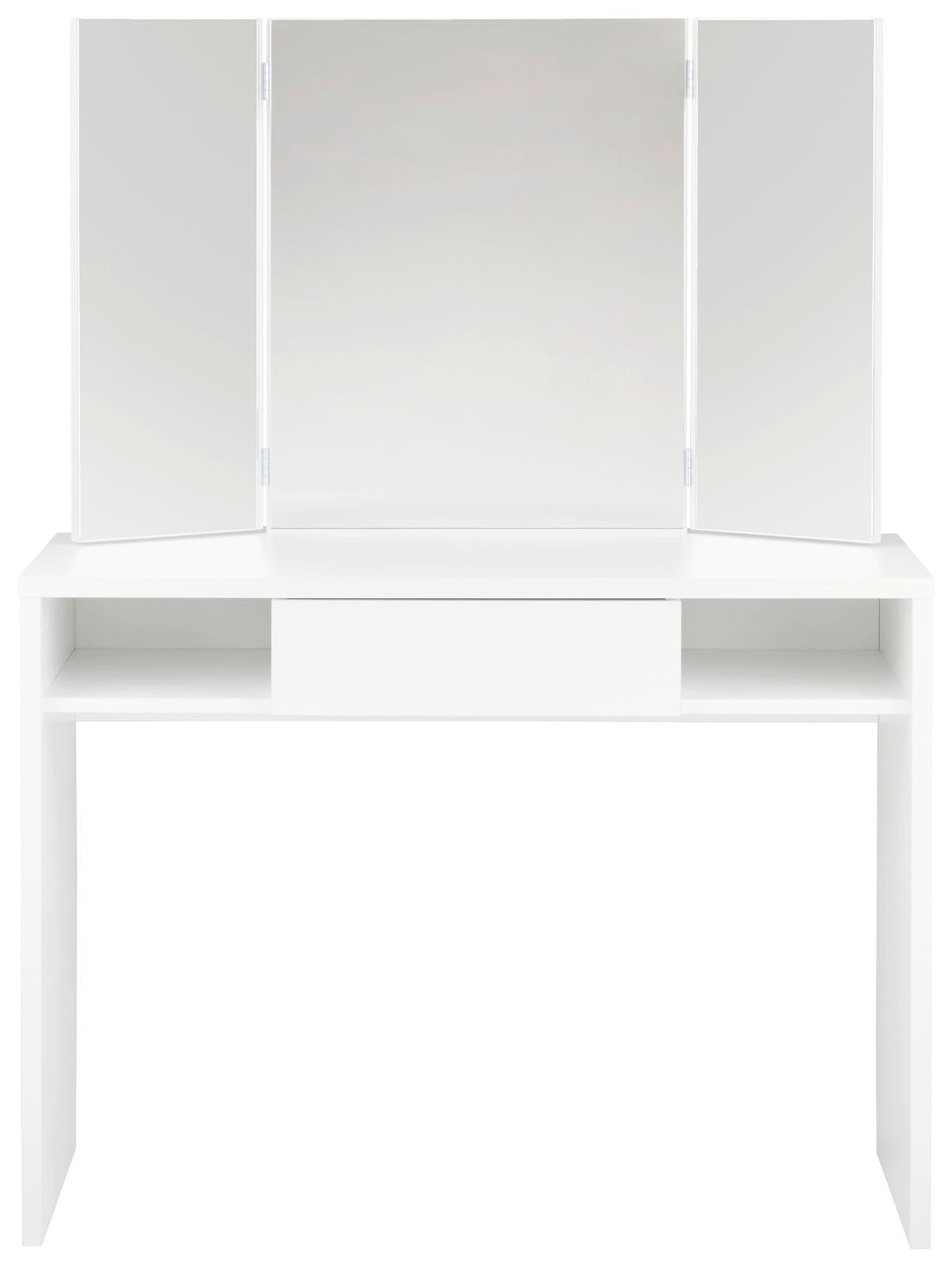 Schminktisch in Weiß BxHxT: ca. 100x135,8x41,6 cm - Weiß, MODERN, Holzwerkstoff (100/135,8/41,6cm)