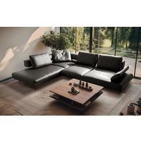 Ecksofa Como Echtleder Anthrazit 237x306 - Anthrazit/Schwarz, Design, Leder (237/306cm) - Livetastic