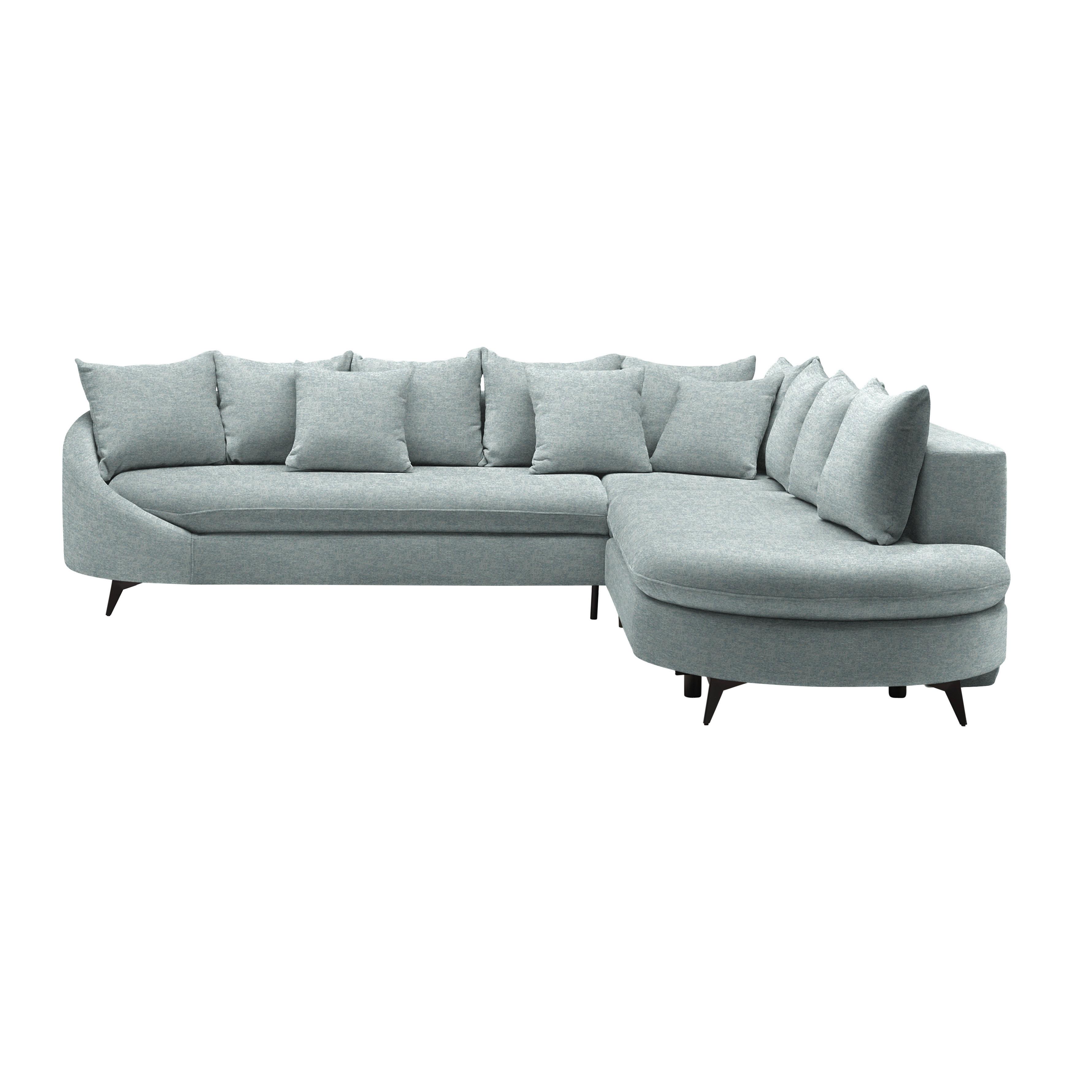 Rohová sedačka AXEL, pravá, světle modrá tkanina - černá/světle modrá, Moderní, kov/textil (291/87/250cm) - Mömax