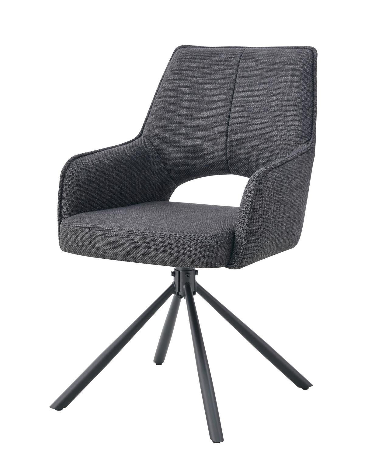 Armlehnstuhl-Set Jana Anthrazit B: 57 cm - Anthrazit, MODERN, Textil/Metall (57/91/64cm) - MID.YOU