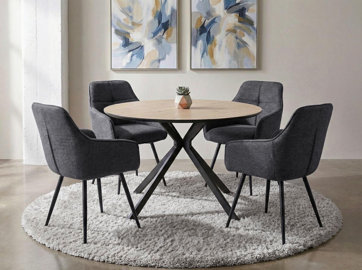 Armlehnstuhl-Set Verona I S 2er-Set - Anthrazit/Schwarz, MODERN, Textil/Metall (53/85/62cm) - MID.YOU