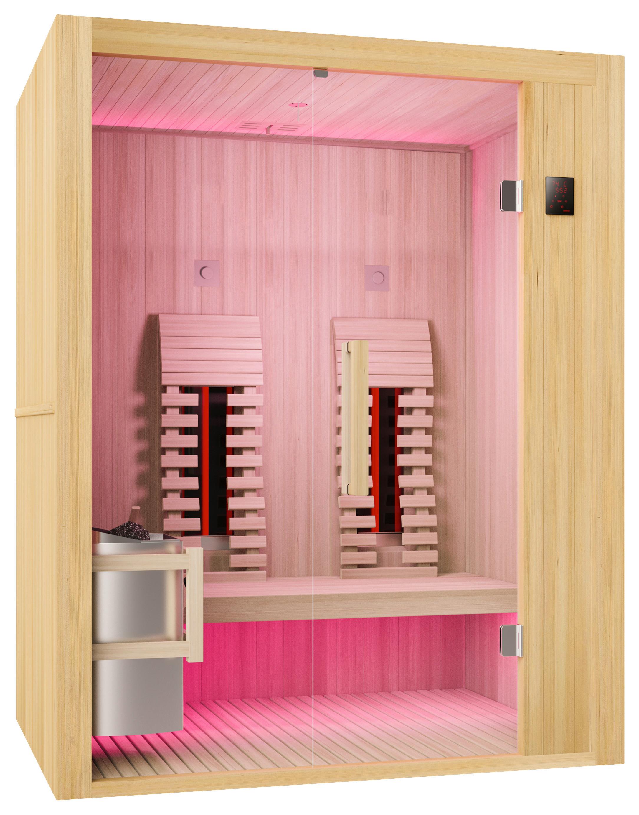 INFRAROTKABINE SAUNA ALASKA 2 PERSONEN - Naturfarben, Basics, Glas/Holz (110/200/160cm) - Sanotechnik