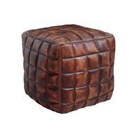 Taburet Stanley pravá kůže - hnědá, Natur, kůže (39/41/39cm) - MID.YOU