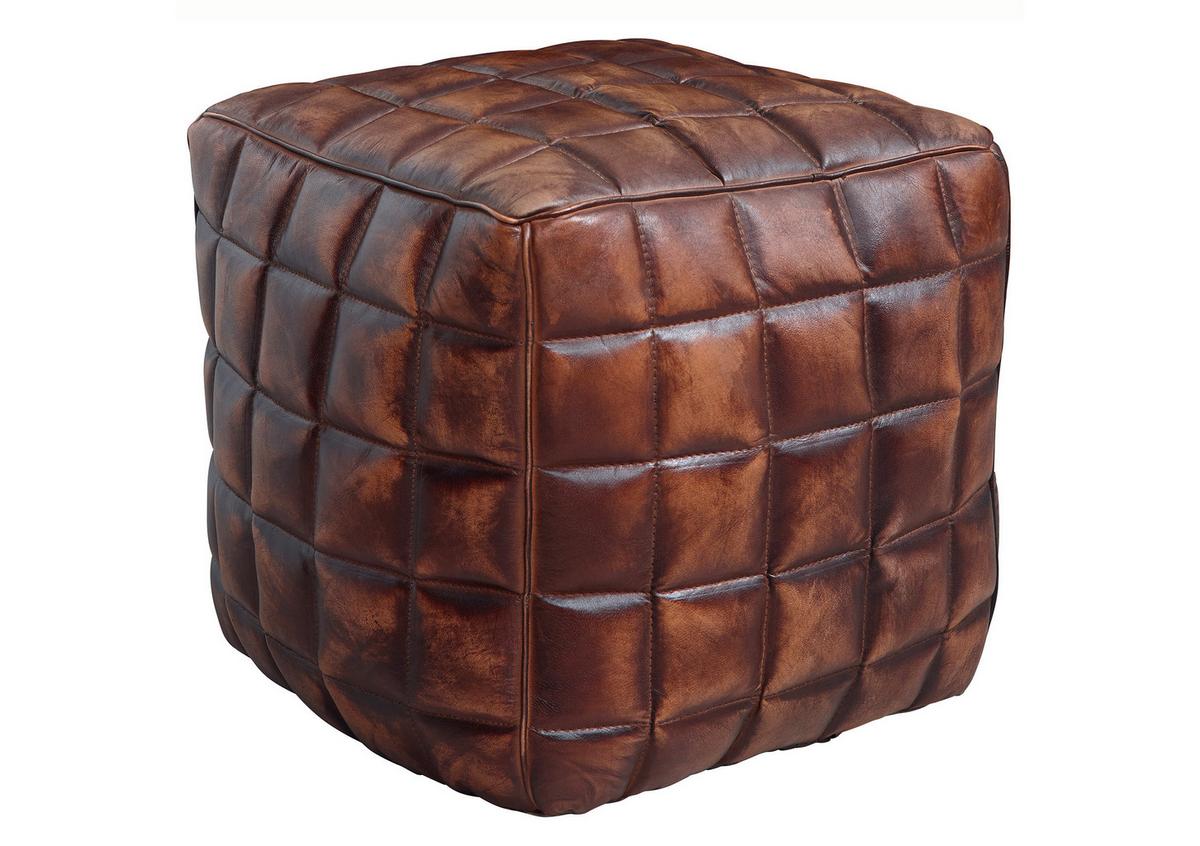 Taburet Stanley pravá kůže - hnědá, Natur, kůže (39/41/39cm) - MID.YOU