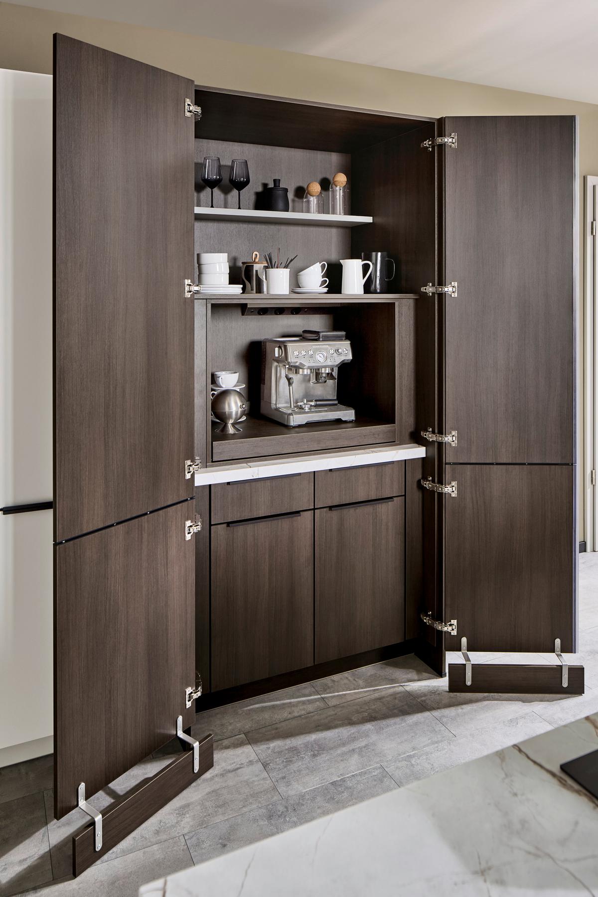 Einbauküche Ip 3150 - Nussbaumfarben/Weiß, MODERN, Holzwerkstoff (226,4cm) - Impuls