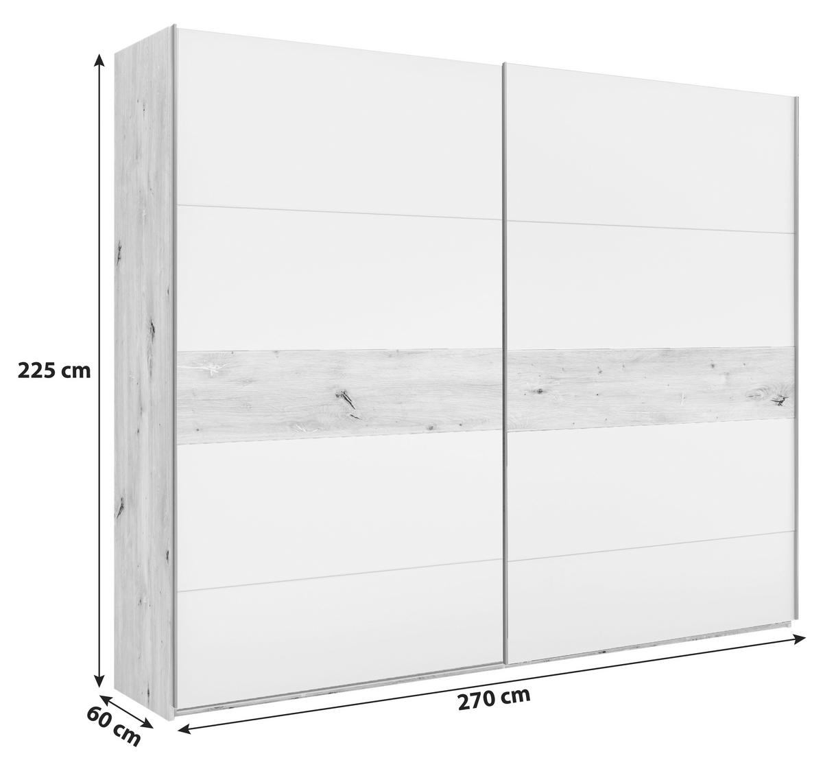 Skříň S Posuvnými Dveřmi Julia Iii - bílá/antracitová, Konvenční, kov/kompozitní dřevo (270/225/60cm)