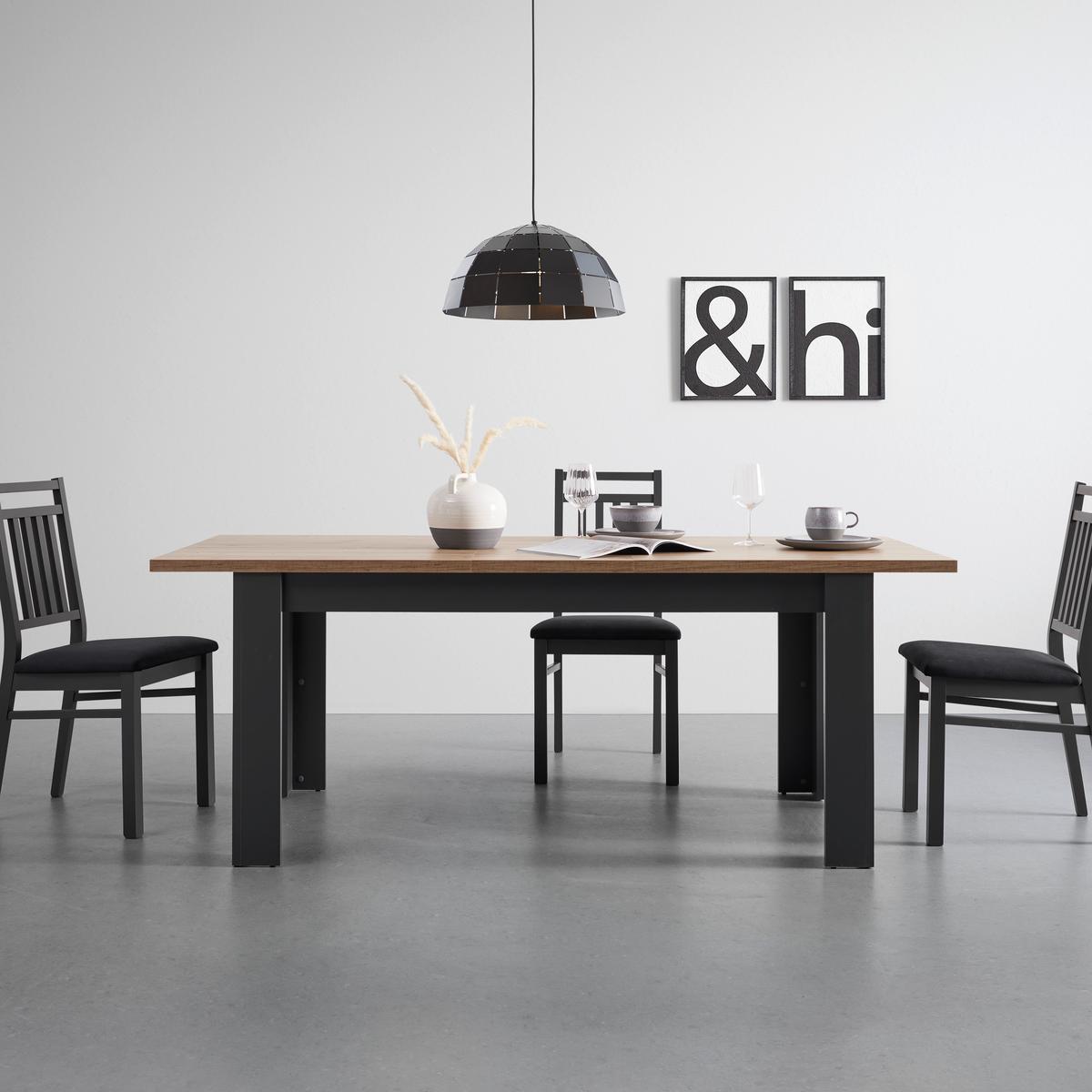 Rozkládací jídelní stůl Claudio š: 160-200cm - černá/tmavě šedá, Moderní, dřevo/kompozitní dřevo (160-200/90/76cm) - Bessagi Home