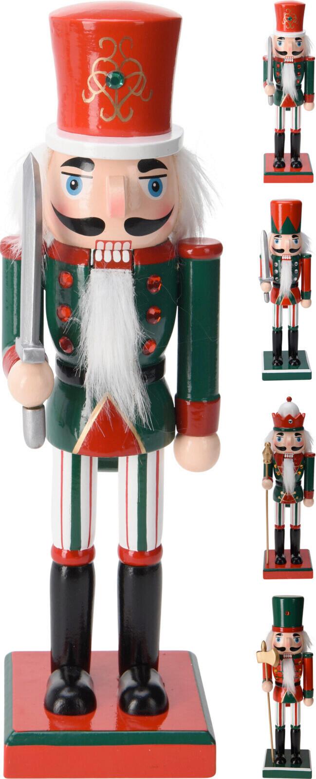 Louskáček V: 25 cm - zelená/červená, Basics, dřevo