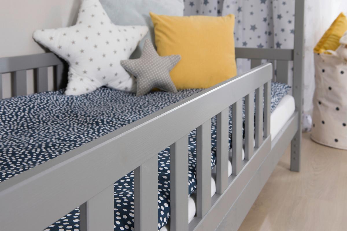 Hausbett Lou B: 90 cm Hellgrau Lou - Hellgrau/Weiß, MODERN, Holz/Textil (90/200cm) - MID.YOU