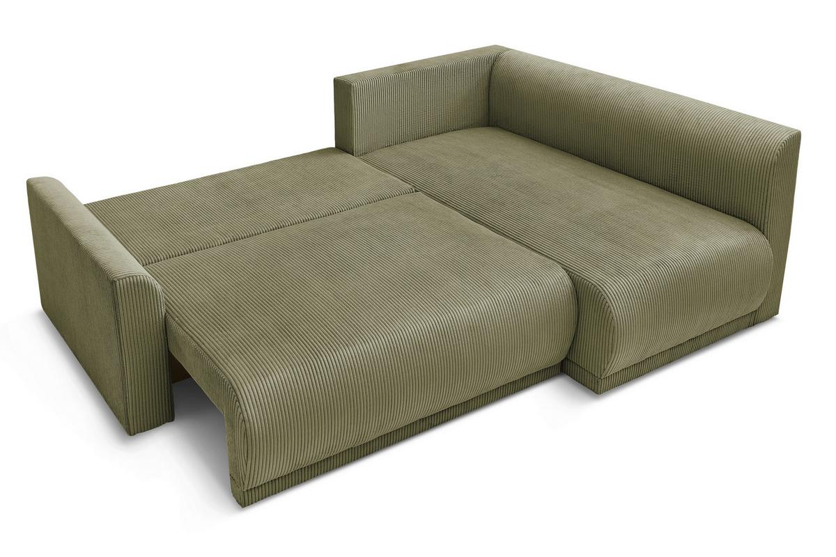 Rohová sedačka KIM L160, oboustr.,olivově zel.manšestr - černá/olivově zelená, Moderní, dřevo/textil (233/160cm)