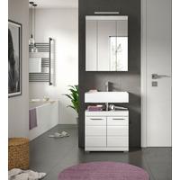 Badezimmer Scout Weiß B: 60 cm - Weiß Hochglanz/Silberfarben, MODERN, Glas/Holzwerkstoff (60cm) - MID.YOU