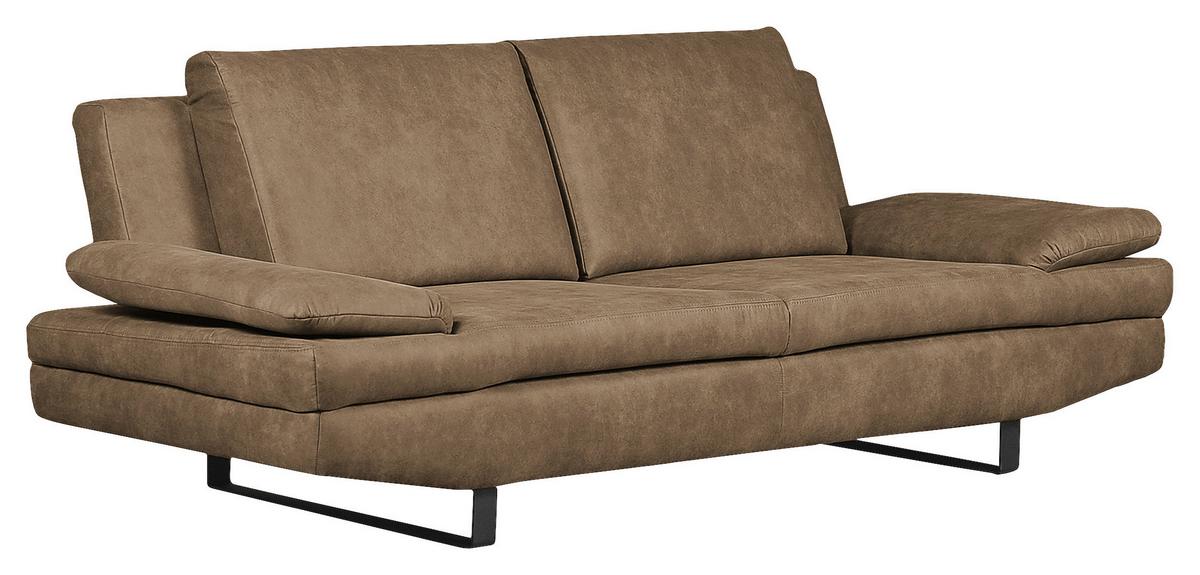 3-Stizer-Sofa Jovanna Schlammfarben B: 218 cm - Schlammfarben/Schwarz, Design, Textil (218/78/88cm) - MID.YOU