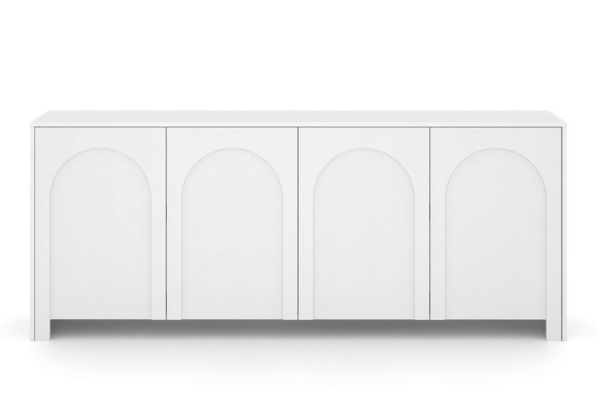Bílá komoda, bezúchytkové otevíraní, š: 204 cm - bílá, Design, kompozitní dřevo (204/83/35cm)
