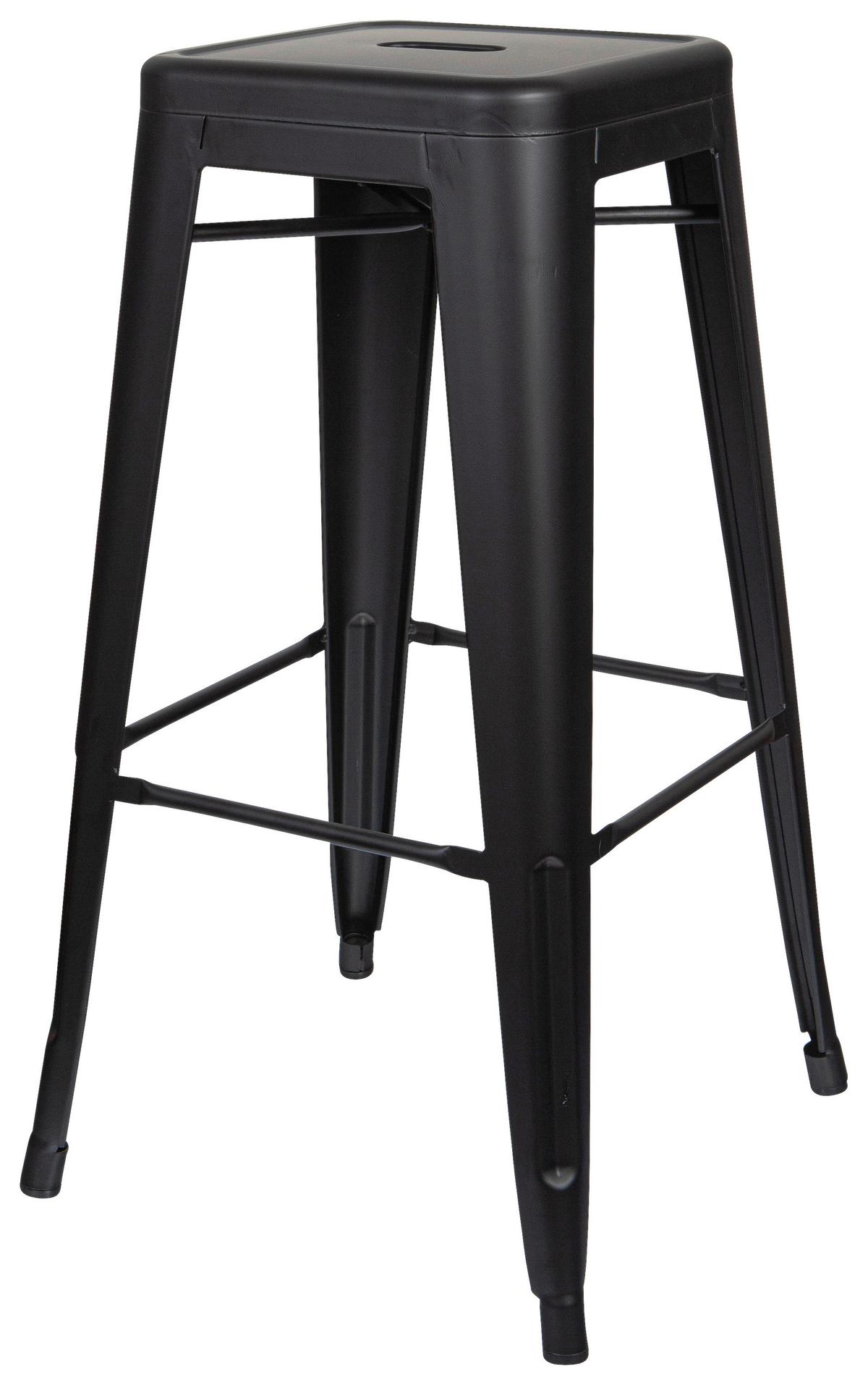 Barhocker Vantaggio High Brush Stapelbar Schwarz Bis 150 Kg - Schwarz, Basics, Metall (44/77/44cm) - MID.YOU