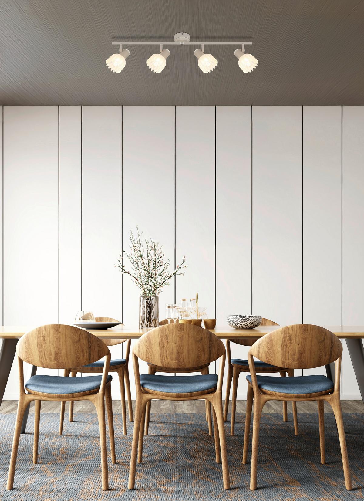 Strahler Exkl. 4xe14, 40w - Sandfarben, KONVENTIONELL, Glas/Metall (70/9/15,5cm) - Globo