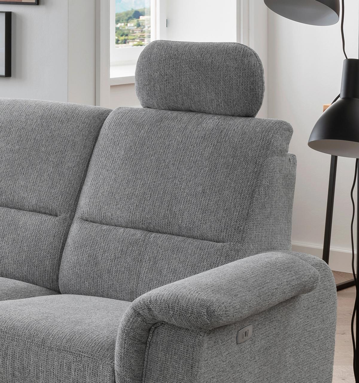 Ecksofa mit Relaxfunktion Parole Silberfarben Chenille - Chromfarben/Silberfarben, MODERN, Textil (236/275cm) - Livetastic
