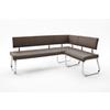 Eckbank Arco Leder Braun B: 200 Cm - Edelstahlfarben/Braun, Trend, Leder/Metall (200/150cm)