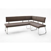 Eckbank Arco Leder Braun B: 200 Cm - Edelstahlfarben/Braun, Trend, Leder/Metall (200/150cm)