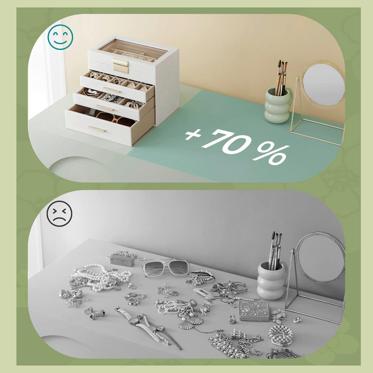 Schmuckkästchen Weiß B: 25,1 cm - Weiß, LIFESTYLE, Holzwerkstoff (25,1/21.5/15,3cm)