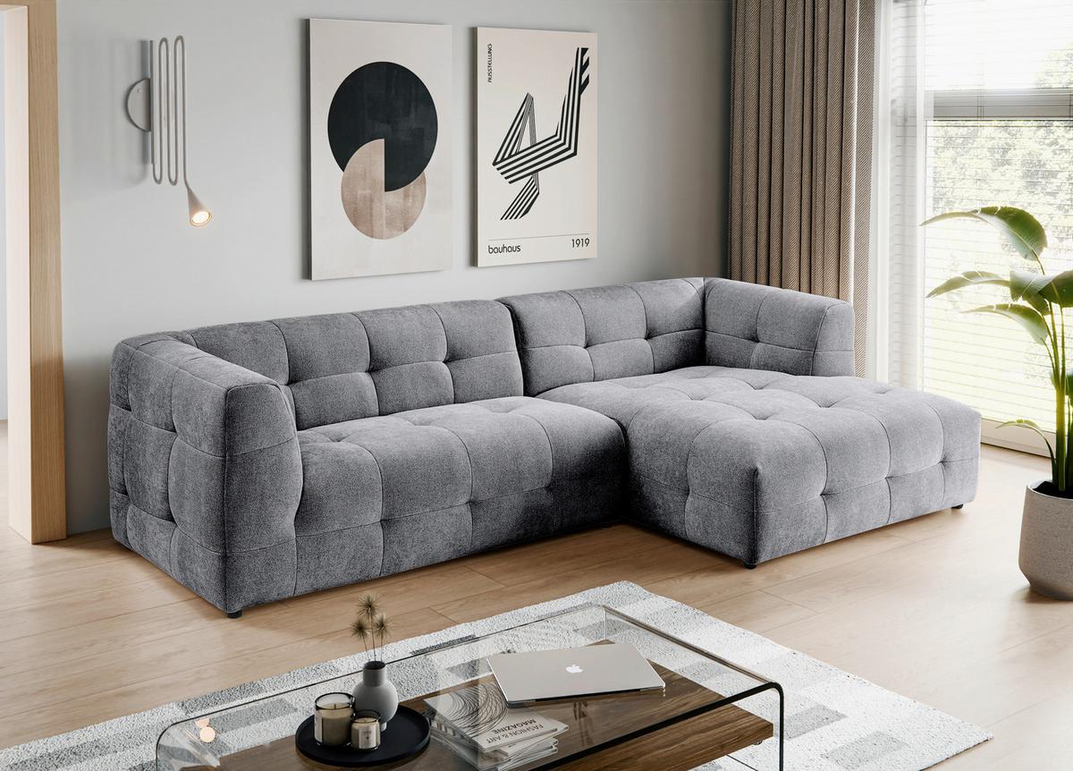 Ecksofa Tenso Grau S: 292x161cm - Beige/Schwarz, Basics, Holz/Textil (292/161cm) - MID.YOU