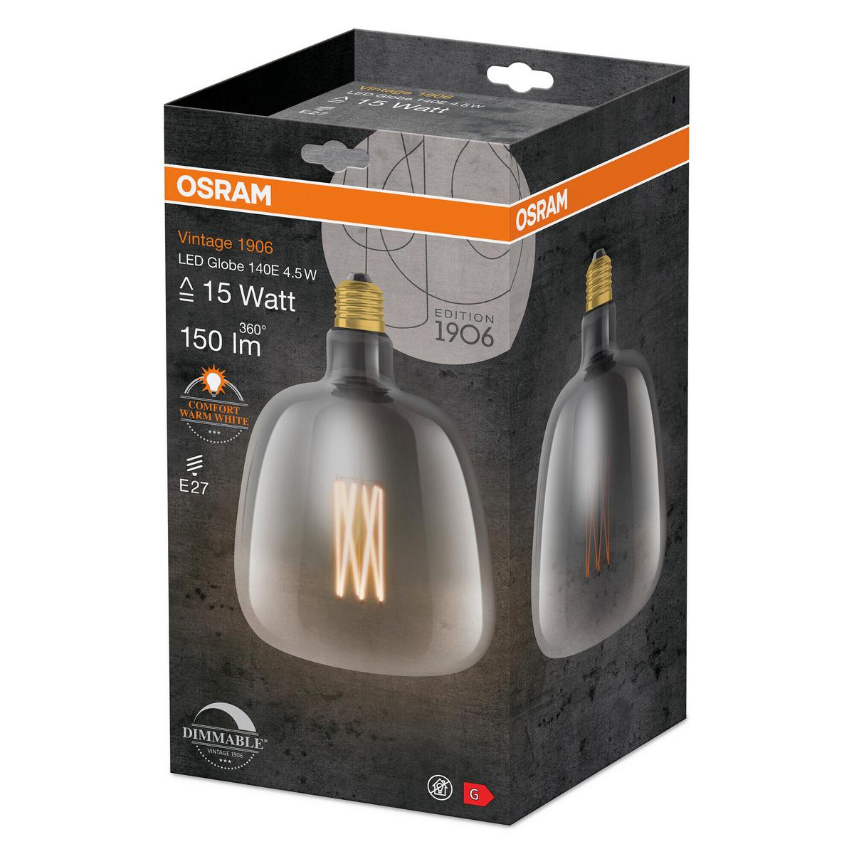 LED-Leuchtmittel Vintage 1906 Led Dim 15  4.5 W - Hellgrau, Basics, Glas (14/20cm) - Osram