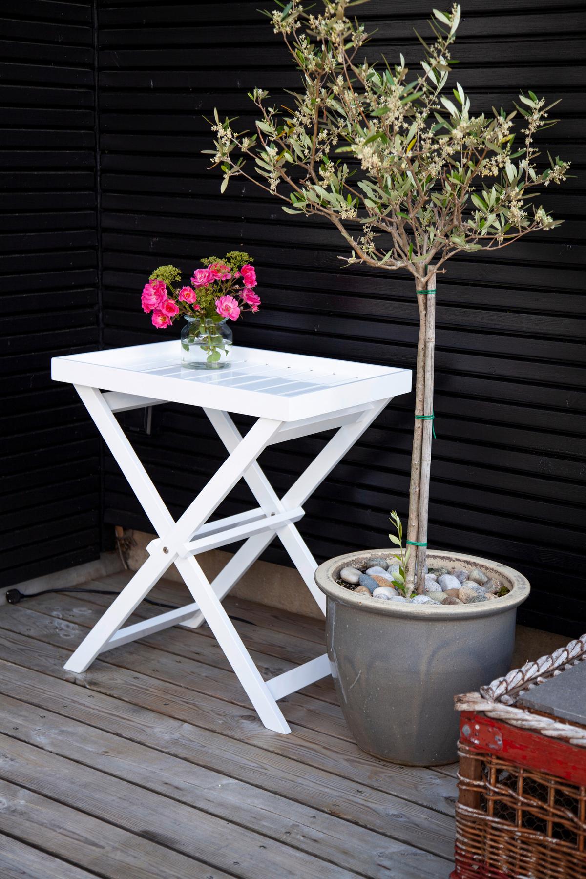 Gartentisch Klappbar Tray Table Mahagoniholz L 60cm - Weiß Hochglanz, KONVENTIONELL, Holz (60/40/65cm) - MID.YOU
