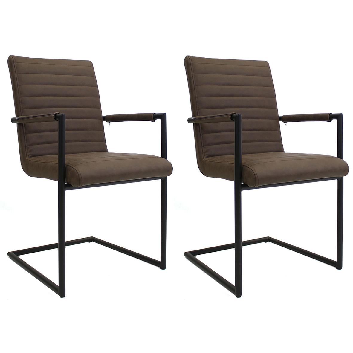 Armlehnstuhl Bars Graubraun Gepolstert 2er-Set - Taupe/Hellbraun, LIFESTYLE, Kunststoff/Textil (54/97/57cm) - MID.YOU